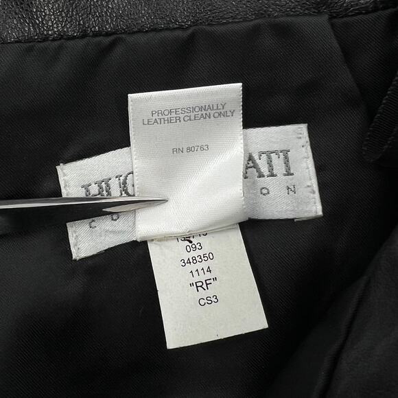 HUGO BUSCATI Vintage Leather Pants Womens 2P Black Straight Leg Mid Rise - Picture 10 of 13